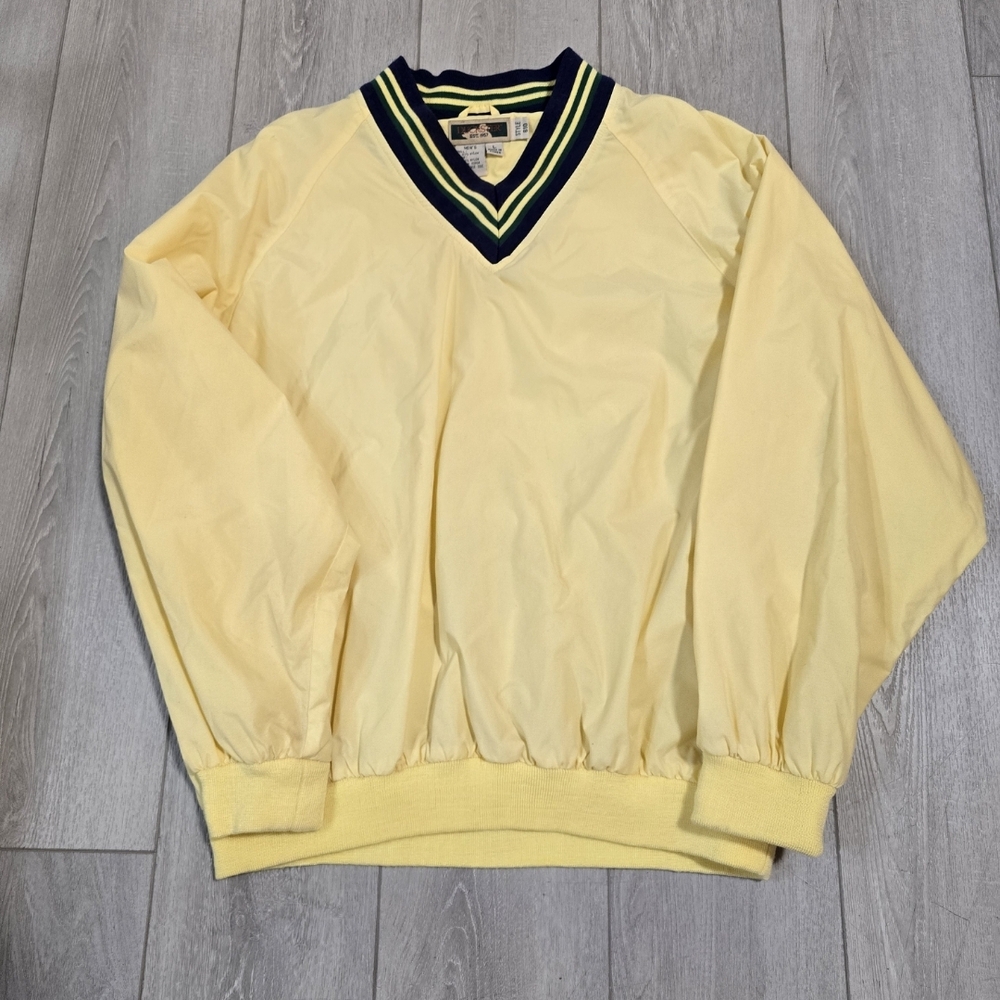 Duckster Vintage V-Neck Golf Nylon Pullover Windbreaker Size Large